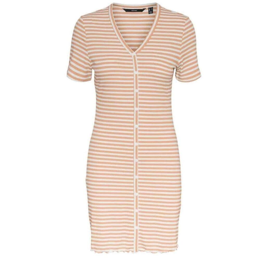 Vero Moda White Stripe Pattern Button Down V Neck… - image 2